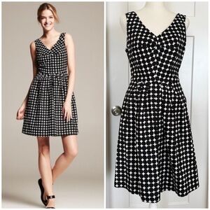 Banana Republic x Marimekko Dress Size 2 Black White Polka Dot Linen Blend